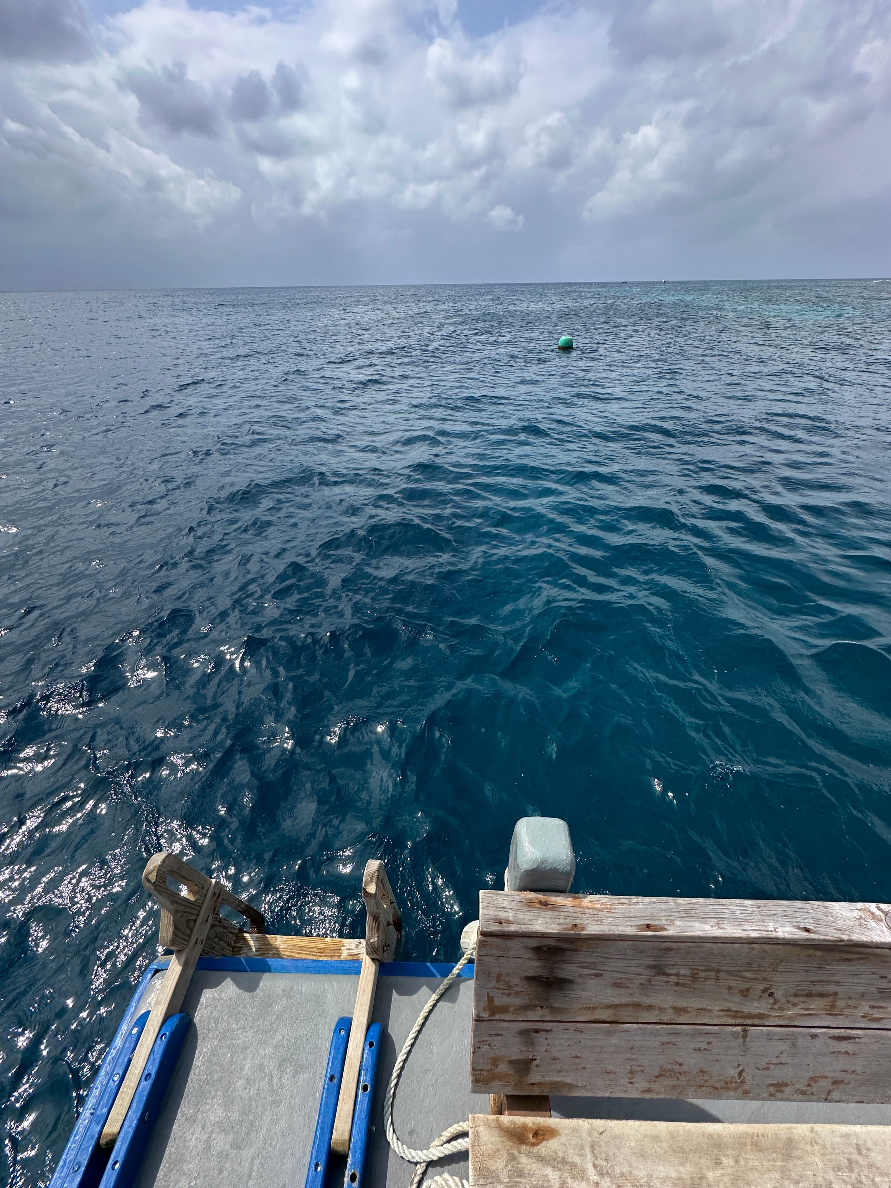 Crystal-blue Caribbean water from a dive boat